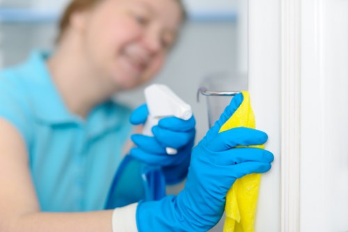 Carpet cleaning technician preparing equipment for a service appointment