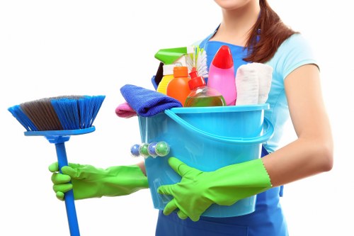 Professional carpet cleaner treating stains on a living room carpet